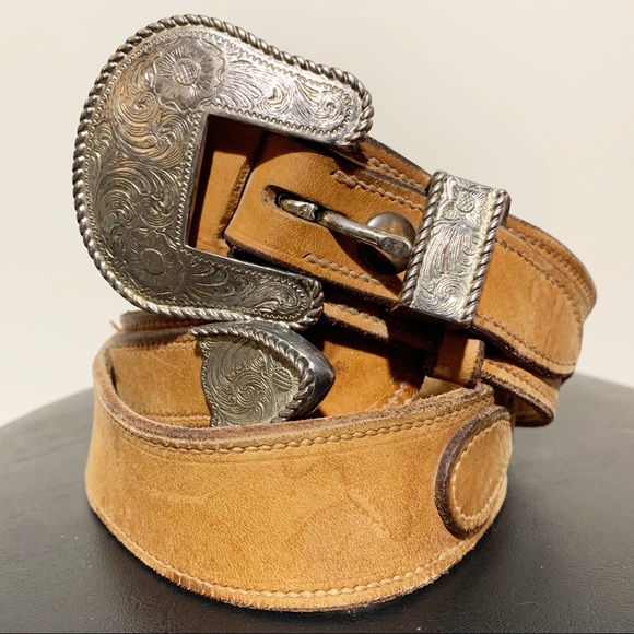 🌸 Leather Western Style Metal Buckle Belt - Picture 1 of 6